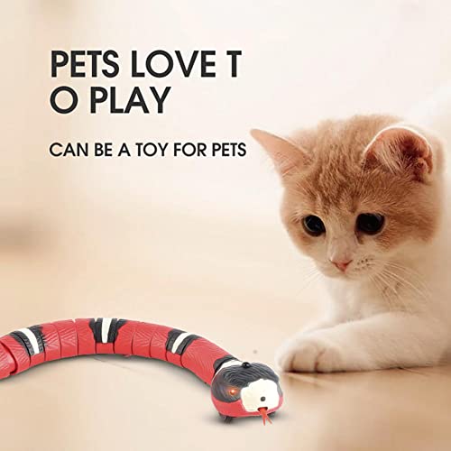 SoeHong Smart Sensing Snake Toy Cat Interactive Toys,USB Rechargeable Snake Cat Toy,Electric Indoor Cats Interactive Automatic Electronic Snake for Cats Built in Battery