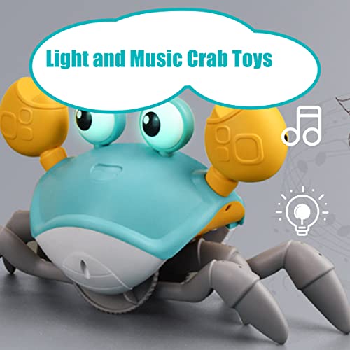 HEETHYCOOL Crawling Crab Toy Musical, Electronic Rechargeable Crawling Toys, Automatically Avoid Obstacle Moving Baby Toys for 3+ Year Old Boys Girls Toddlers