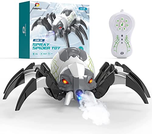 DEERC Remote Control Spider Electronic Pets Remote Control Robot Toy with Spray Function Music and LED Light, 20 Minutes Playtime, Birthday Gift for Kids Girls Boys