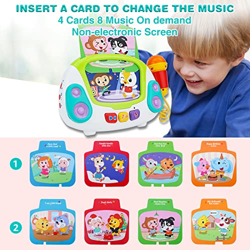 deAO Music Toy Karaoke Machine with Singing Recording, Cool Sound Effect, Soft Lights and Non Electronic Screen for Kids