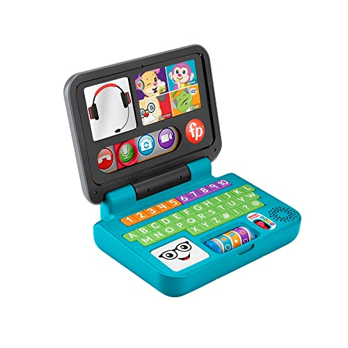 Fisher-Price Laugh & Learn Let's Connect Laptop - UK English Edition, electronic toy with Smart Stages learning content for infants and toddlers
