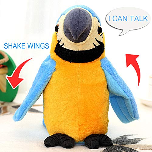 Cutiest Talking Parrot Toy Mimicry Pet Speaking Plush Toy Repeat What You Say Waving Wings Electronic Record Bird Toy Stuffed Animal Interactive Sensory Educational Toy Birthday Xmas Gift