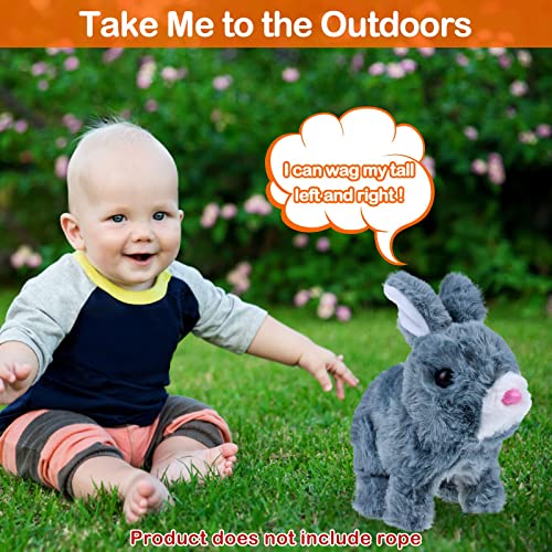 Toy Rabbit for 1-6 Year Old Walking Rabbit Toys for Kid Toy Electronic Interactive Rabbit Toy Gifts Age 2 3 4 5 Plush Rabbit Toy for Boy Baby Girls Birthday Gift Present 1-6 Years Old (grey rabbit)