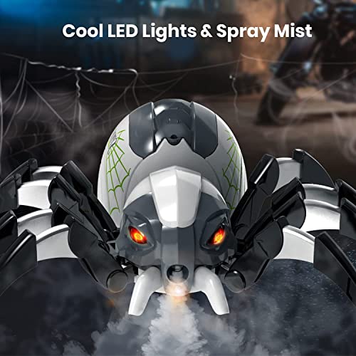 DEERC Remote Control Spider Electronic Pets Remote Control Robot Toy with Spray Function Music and LED Light, 20 Minutes Playtime, Birthday Gift for Kids Girls Boys