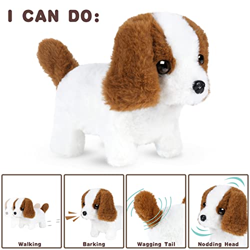 OSDUE Toy Puppy, Electronic Interactive Plush Toys Dog, Puppy Electronic Interactive Pet Dog Boy Girl Birthday Present - Walking/Barking/Tail Wagging/Stretching Companion Animal for Kids - St. Bernard