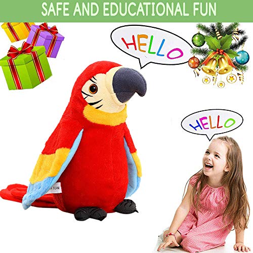 Cutiest Talking Parrot Toy Mimicry Pet Speaking Plush Toy Repeat What You Say Waving Wings Electronic Record Bird Toy Stuffed Animal Interactive Sensory Educational Toy Birthday Xmas Gift