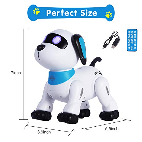 YIMAN Remote Control Robot Dog Toy, Programmable Interactive & Smart Dancing Robots for Kids 5 and up, RC Stunt Toy Dog with Sound LED Eyes, Electronic Pets Toys Robotic Dogs for Kids Gifts
