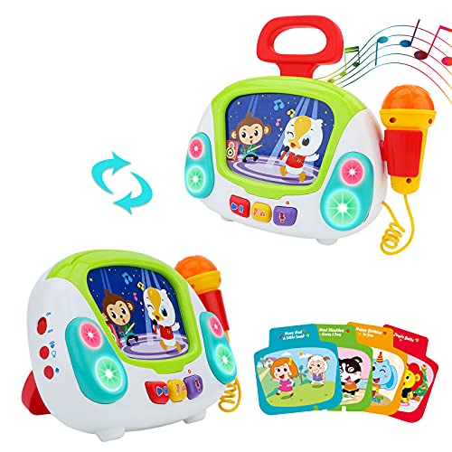 deAO Music Toy Karaoke Machine with Singing Recording, Cool Sound Effect, Soft Lights and Non Electronic Screen for Kids