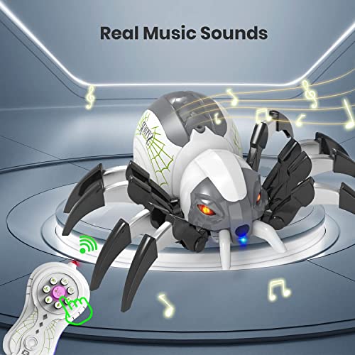 DEERC Remote Control Spider Electronic Pets Remote Control Robot Toy with Spray Function Music and LED Light, 20 Minutes Playtime, Birthday Gift for Kids Girls Boys