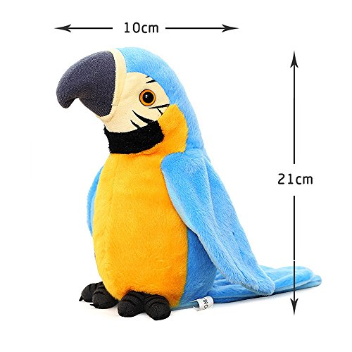 Cutiest Talking Parrot Toy Mimicry Pet Speaking Plush Toy Repeat What You Say Waving Wings Electronic Record Bird Toy Stuffed Animal Interactive Sensory Educational Toy Birthday Xmas Gift