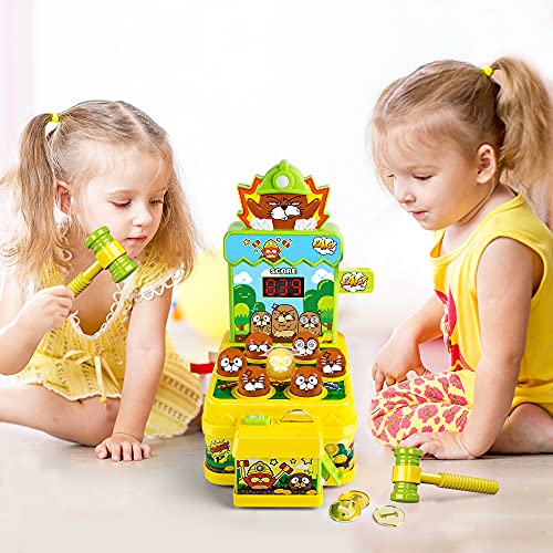 VATOS Whack Game Toy with Mole,Mini Electronic Arcade Game,Pounding Bench Coin game with 2 Hammers Toy,Interactive Educational Developmental Game for Toddlers Kids Girls and Boys Age 3 4 5 6 Years Old