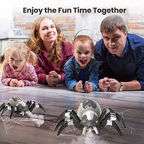 DEERC Remote Control Spider Electronic Pets Remote Control Robot Toy with Spray Function Music and LED Light, 20 Minutes Playtime, Birthday Gift for Kids Girls Boys
