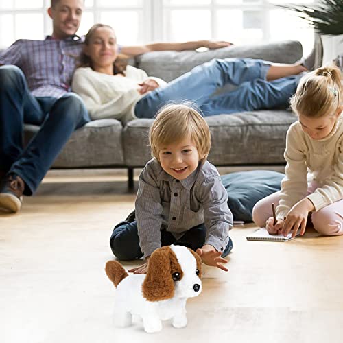 OSDUE Toy Puppy, Electronic Interactive Plush Toys Dog, Puppy Electronic Interactive Pet Dog Boy Girl Birthday Present - Walking/Barking/Tail Wagging/Stretching Companion Animal for Kids - St. Bernard