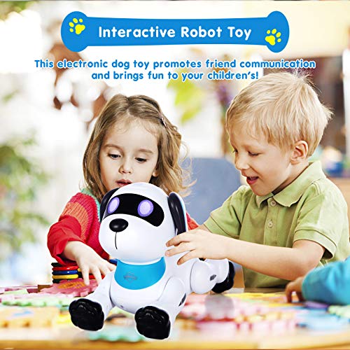 YIMAN Remote Control Robot Dog Toy, Programmable Interactive & Smart Dancing Robots for Kids 5 and up, RC Stunt Toy Dog with Sound LED Eyes, Electronic Pets Toys Robotic Dogs for Kids Gifts