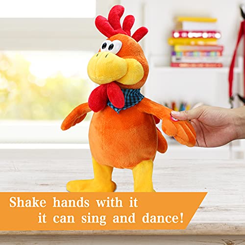 SdeNow Musical Squawking Chicken Stuffed Animal Walking Singing Waving Rooster Fun Electronic Interactive Animation Plush Toys Gifts for Kids