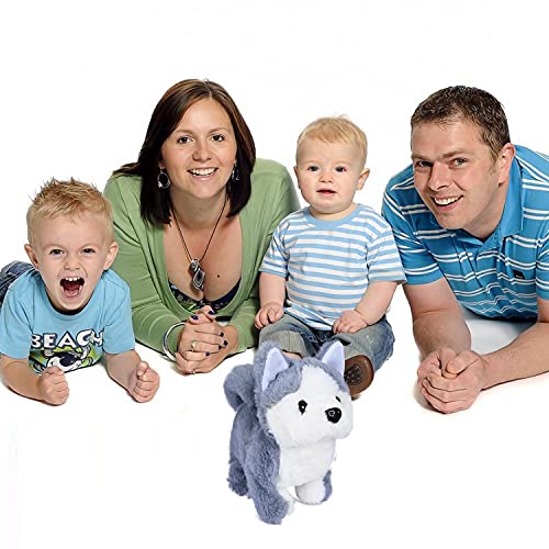 WorWoder Plush Husky Dog Toy Puppy Electronic Interactive Pet Dog - Walking, Barking, Tail Wagging, Stretching Companion Animal for Kids (Husky Dog)