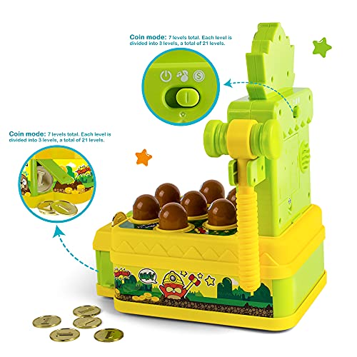VATOS Whack Game Toy with Mole,Mini Electronic Arcade Game,Pounding Bench Coin game with 2 Hammers Toy,Interactive Educational Developmental Game for Toddlers Kids Girls and Boys Age 3 4 5 6 Years Old