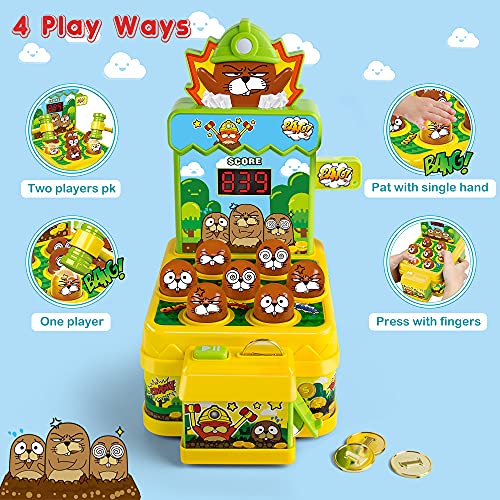 VATOS Whack Game Toy with Mole,Mini Electronic Arcade Game,Pounding Bench Coin game with 2 Hammers Toy,Interactive Educational Developmental Game for Toddlers Kids Girls and Boys Age 3 4 5 6 Years Old