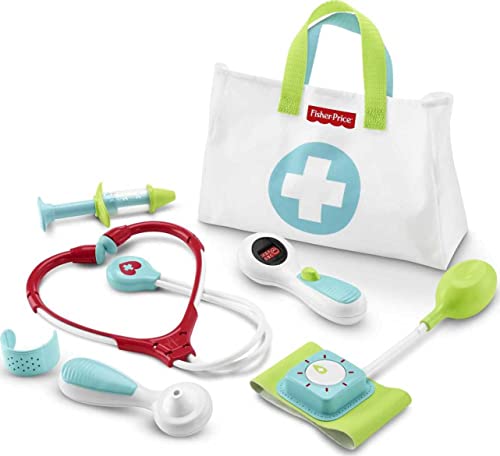 Fisher-Price Preschool Pretend Play Medical Kit 7-Piece Doctor Bag Dress Up Toys for Kids Ages 3+ Years, DVH14