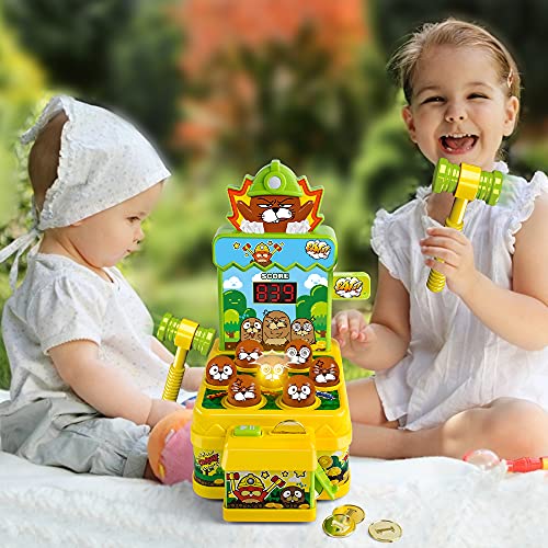VATOS Whack Game Toy with Mole,Mini Electronic Arcade Game,Pounding Bench Coin game with 2 Hammers Toy,Interactive Educational Developmental Game for Toddlers Kids Girls and Boys Age 3 4 5 6 Years Old