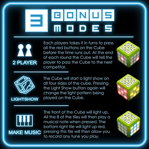 Tevo Cube-it Memory Game Flashing Cube Memory & Brain Game - 7 in 1 Handheld Games For Kids, Electronic Puzzle Games Cube - STEM Toys For Boys & Girls