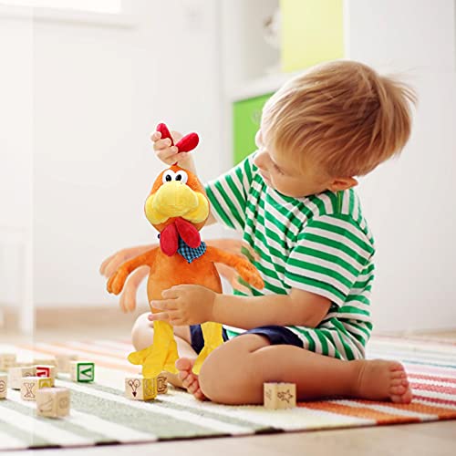 SdeNow Musical Squawking Chicken Stuffed Animal Walking Singing Waving Rooster Fun Electronic Interactive Animation Plush Toys Gifts for Kids