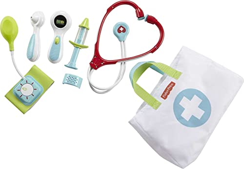 Fisher-Price Preschool Pretend Play Medical Kit 7-Piece Doctor Bag Dress Up Toys for Kids Ages 3+ Years, DVH14