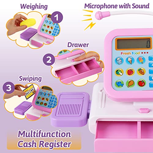 LINFUN KIDS Electronic Toy Till Childs Cash Register with Scanner, Calculator Real, Kids Pretend Shopping Store Role Play Money Game Gifts for Boys Girls Children Toddler 3 4 5 6 Years Old