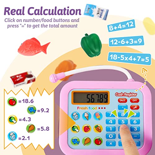 LINFUN KIDS Electronic Toy Till Childs Cash Register with Scanner, Calculator Real, Kids Pretend Shopping Store Role Play Money Game Gifts for Boys Girls Children Toddler 3 4 5 6 Years Old