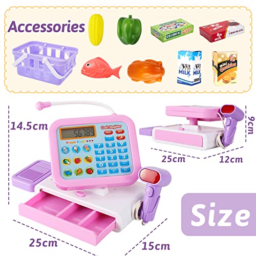 LINFUN KIDS Electronic Toy Till Childs Cash Register with Scanner, Calculator Real, Kids Pretend Shopping Store Role Play Money Game Gifts for Boys Girls Children Toddler 3 4 5 6 Years Old