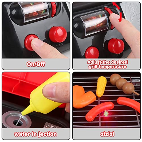 Pretend food,Pretend Play Toys,Play Food,Kitchen Set,Cooker for kids,Toys for 3 Year Old Boys Girls+,Sound&Light&Steam(BBQ)