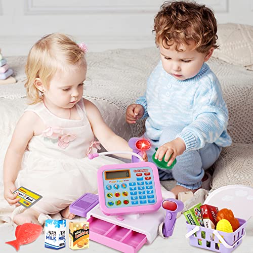 LINFUN KIDS Electronic Toy Till Childs Cash Register with Scanner, Calculator Real, Kids Pretend Shopping Store Role Play Money Game Gifts for Boys Girls Children Toddler 3 4 5 6 Years Old