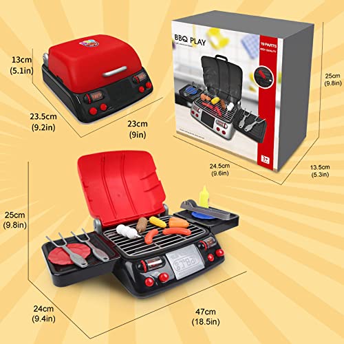 Pretend food,Pretend Play Toys,Play Food,Kitchen Set,Cooker for kids,Toys for 3 Year Old Boys Girls+,Sound&Light&Steam(BBQ)