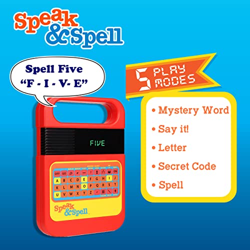 Retro | Speak & Spell Electronic Game | Classic Retro Interactive Toy, Educational Learning System For Boys & Girls Ages 4+ | Basic Fun 09624