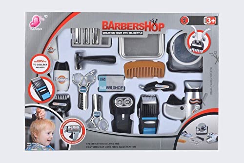 xwin sportseries Kids Barber Shop Toy Set, Fashion Hair Salon Pretend Play Toy for Kids, Barbershop Hairstyle Pretend Play Kit for Boys and Girls for 3 Years and Above, Best Gift for Kids
