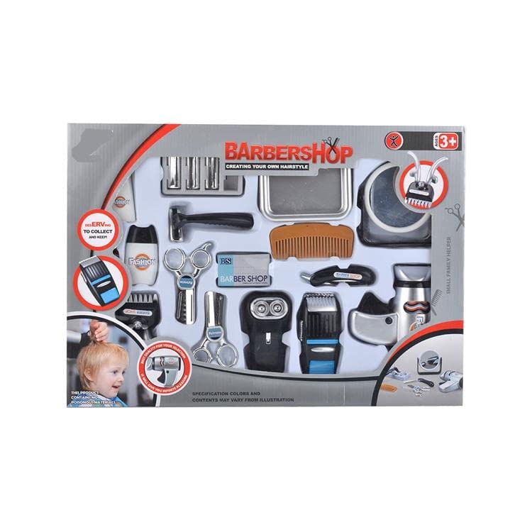 xwin sportseries Kids Barber Shop Toy Set, Fashion Hair Salon Pretend Play Toy for Kids, Barbershop Hairstyle Pretend Play Kit for Boys and Girls for 3 Years and Above, Best Gift for Kids