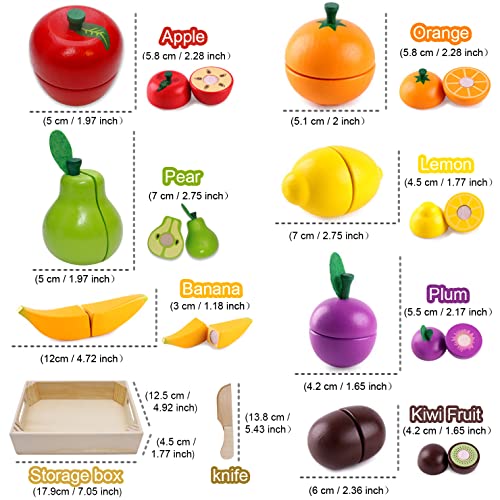 Airlab Wooden Play Food for Kids Kitchen Cutting Fruits Toys for Toddlers Pretend Vegetables Gift for Boys Girls Educational Toys