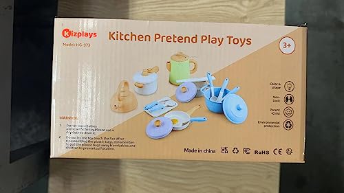 kizplays Kitchen Pretend Toy Role Play Kitchen Accessories Cookware Pot and Pan Set Educational Gift Toy for Kids 16 Pcs for 3 4 5 Years Toddler