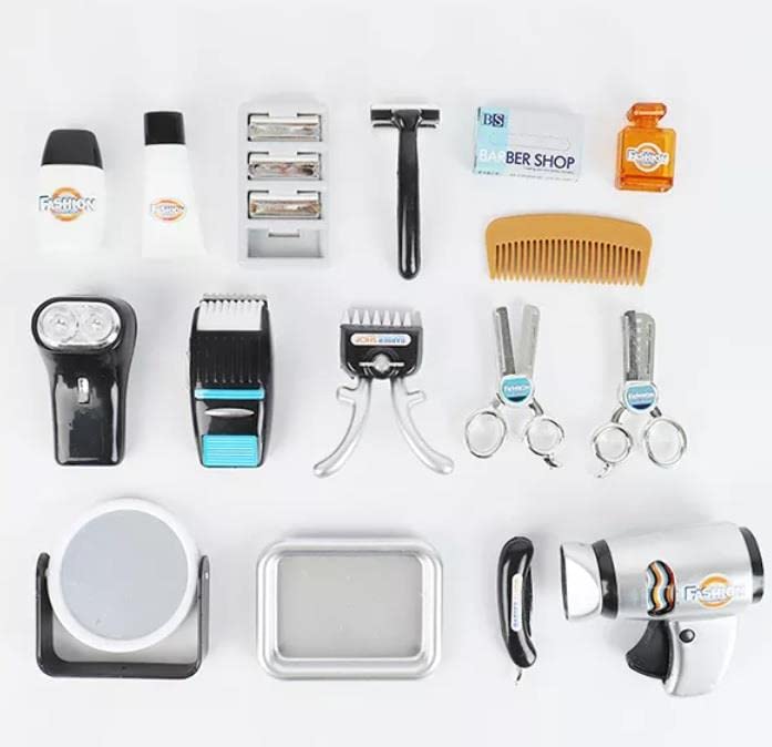 xwin sportseries Kids Barber Shop Toy Set, Fashion Hair Salon Pretend Play Toy for Kids, Barbershop Hairstyle Pretend Play Kit for Boys and Girls for 3 Years and Above, Best Gift for Kids