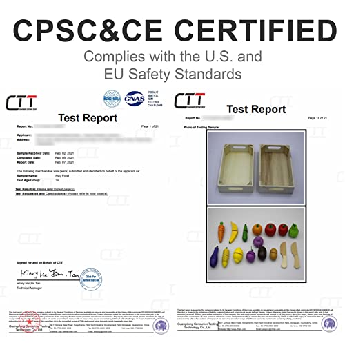 Airlab Wooden Play Food for Kids Kitchen Cutting Fruits Toys for Toddlers Pretend Vegetables Gift for Boys Girls Educational Toys