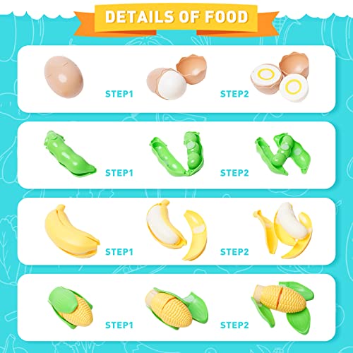 75 PCS Cutting Play Food Toy for Kids Kitchen Pretend Fruit &Vegetables Accessories with Shopping Storage Basket, Plastic Mini Dishes and Knife, Educational Toy for Toddlers Boys Girls Ages 3+