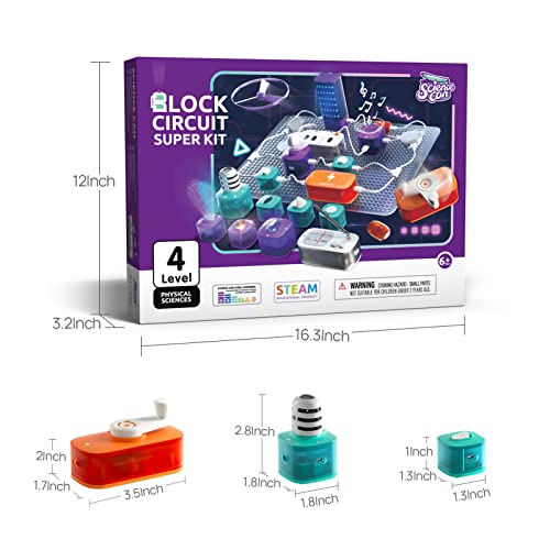 Science Can Electronics Circuits Kit for Kids with Building Blocks, Electronics Exploration Kit with 80 Experiments, Educational STEM Toys Science Kits for 8 9 10 Year Old Girls Boys Gift