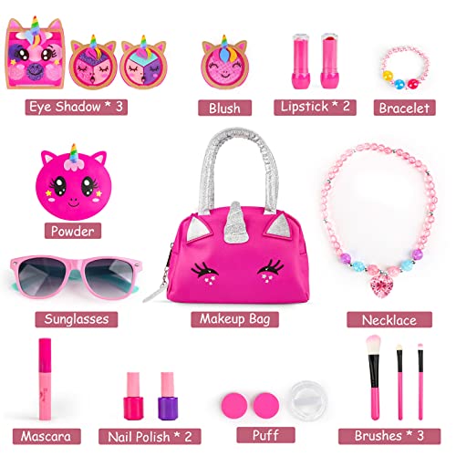 Sanlebi Pretend Makeup Sets for Girls, 20 PCS Fake Make Up Toys Role Play Cosmetic Gift for 3 4 5 Years Old Kids Toddlers Children
