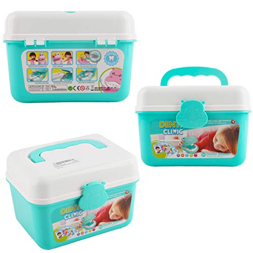 deAO Kids Role Play Dentist, Surgeon & Vet Medical 30 Piece Kit with Light and Sound Including Electronic Stethoscope, Lab Coat Cap & Play Medical Equipment (Blue)