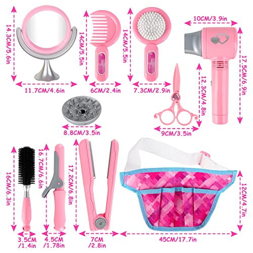 deAO Kids Makeup Set, Pretend Hairdressing Salon Toy Set Girls Styling Beauty Fashion Kit Pretend Role Play Makeup Accessories Playset For Children