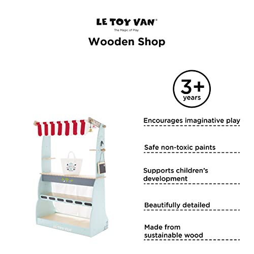 Le Toy Van - Honeybake Reversible Pretend Wooden Shop And Cafe Stall Role Play Kids Toy | Cafe Or Supermarket Pretend Play Shop
