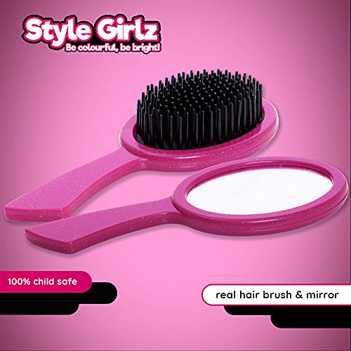 Style Girlz Hair Styling Set For Girls - Kids Battery Operated Toy Hair Dryer, Accessories, Vanity Case - Childrens Hairdressing Set - Pretend Hairdresser Role Play For Kids - Toys For Girls Age 3-6