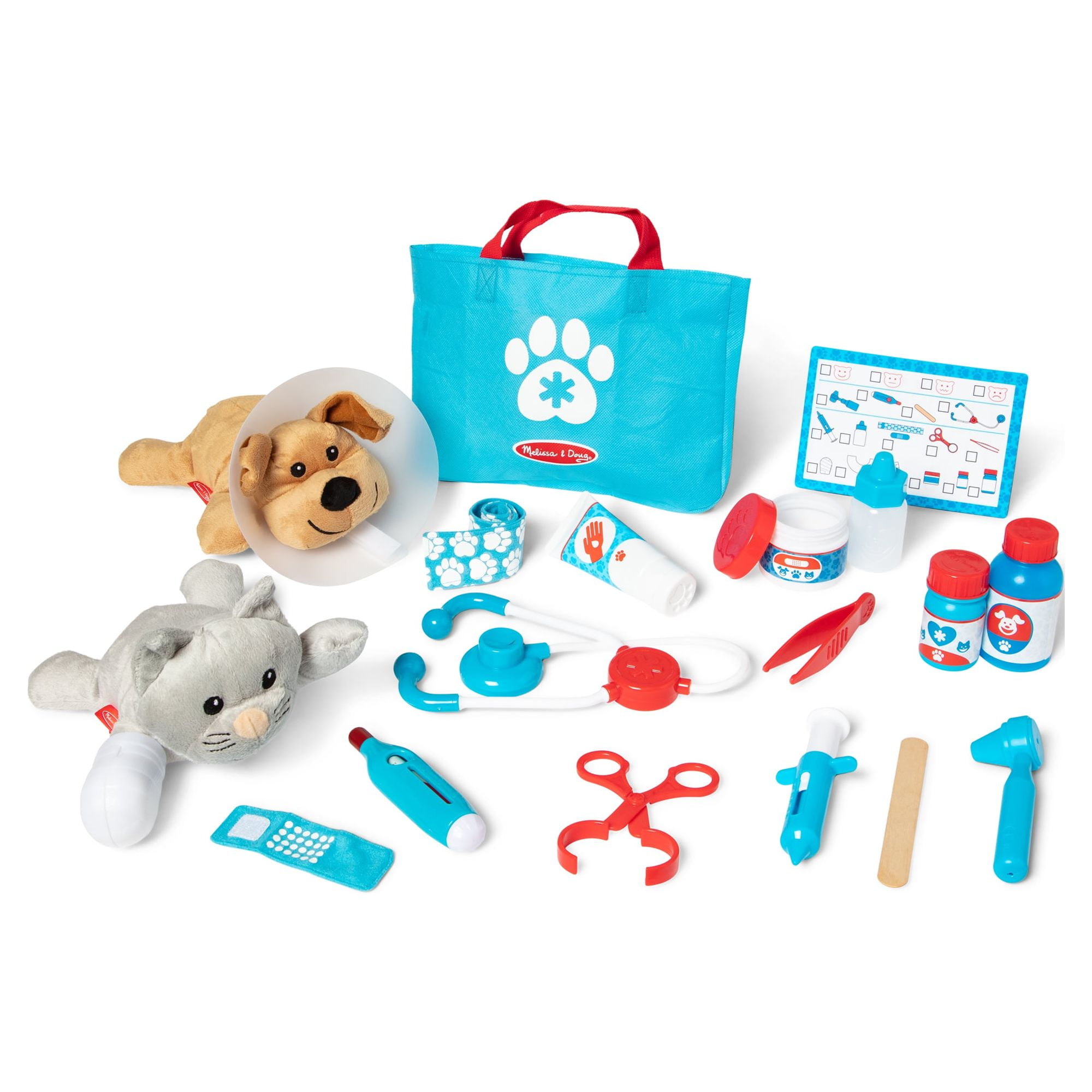 Melissa & Doug Pet Vet Set for Kids Toys, Pretend Play Vet Kit for Kids Vet Toys, Dog & Cat Plush Stuffed Animal Toys for 3 Year Old Girls Gifts, Role Play Toys for 3+ Year Old Girls or Boys 3-6