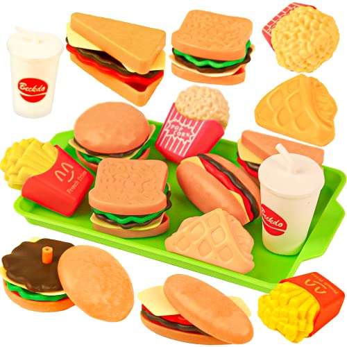 SULOLI Pretend Food Toys,Mini Play Food Sets for Children Kitchen Kids Role Play Food for 3+ Years Old
