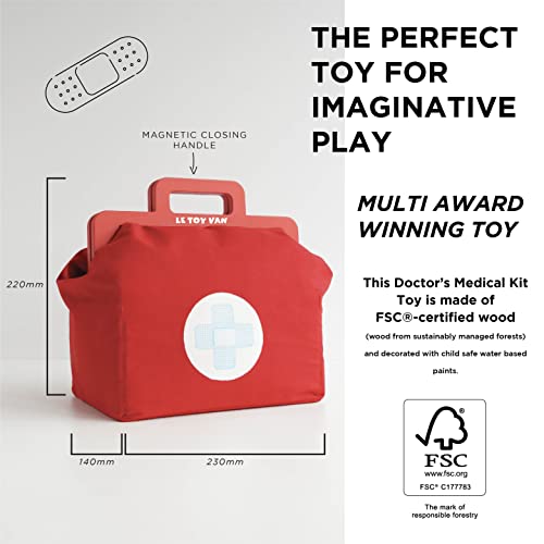 Le Toy Van - Kids Wooden Educational Pretend Play Honeybake Doctor's Medical Play Set Kit | Kids Pretend Play Role Play For Boys And Girls - 3 Year Old +